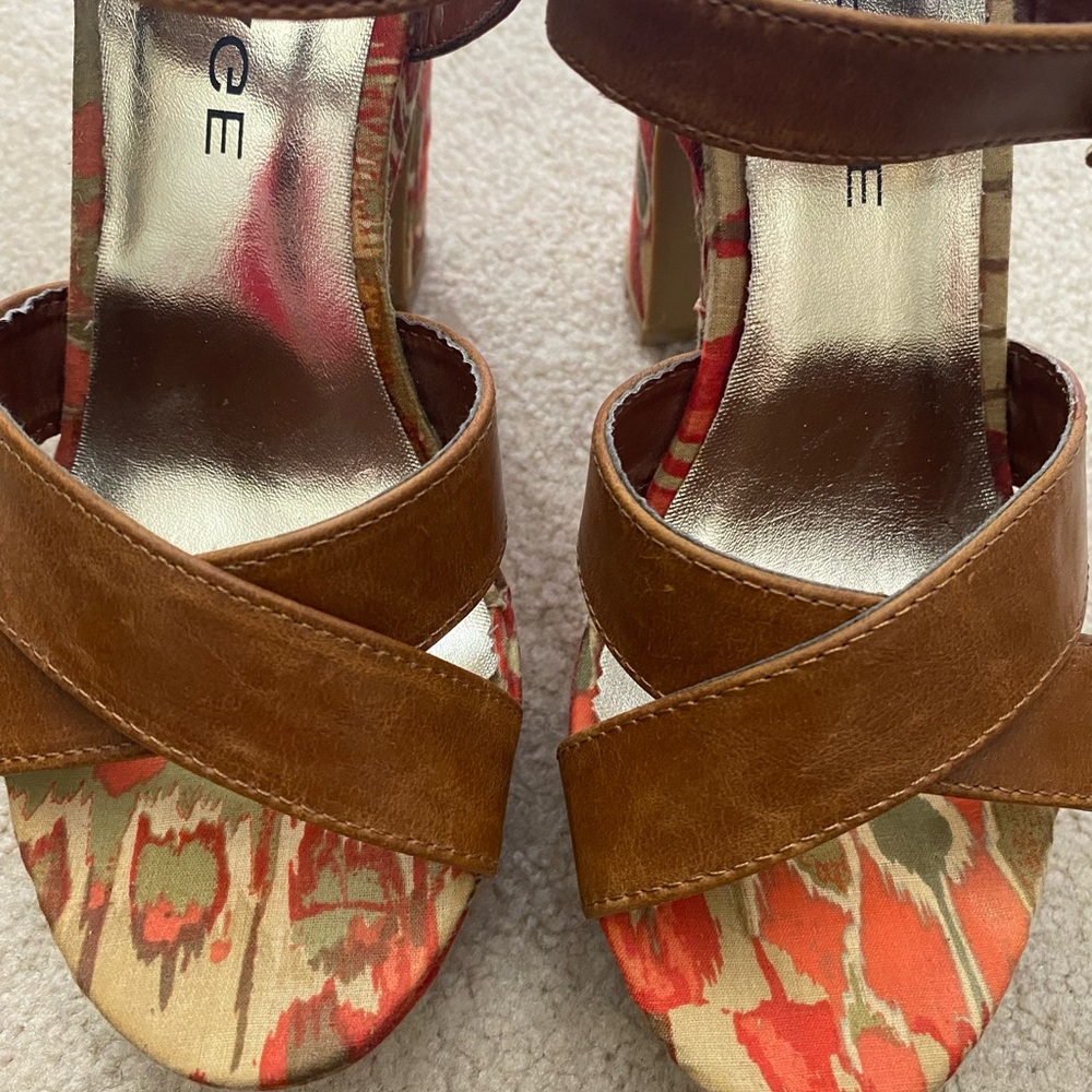 Rampage Tan Haylie Chunky Printed Heel Platform Sandals - Picture 7 of 9